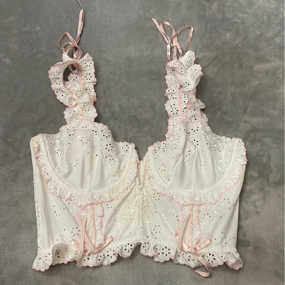 New! For Love and Lemons swirl eyelet lace bustier bra top white 10186 - Picture 7 of 12